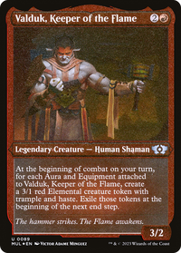Valduk, Keeper of the Flame (Foil Etched) -  Foil (MUL-089) - Multiverse Legends