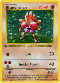 Hitmonchan 007  Base Set Shadowless - Holo Rare