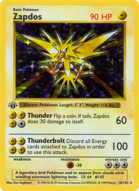 Zapdos  Base Set Shadowless - Holo Rare