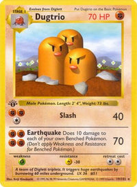 Dugtrio/102  - 1st Edition Base Set Shadowless - Rare
