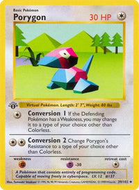 Porygon 039  - 1st Edition Base Set Shadowless - Uncommon