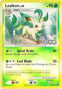 Leafeon - 24/100 [Platinum]/100  - Reverse Holofoil Burger King Promos - Promo