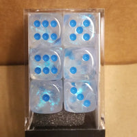 Chessex 16mm Dice Cube Borealis Icicle / light blue (12 dice)