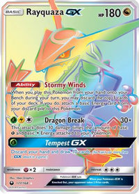 Rayquaza GX (Secret)  - Holofoil SM  Celestial Storm - Secret Rare