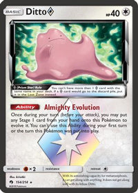 Ditto Prism Star 154  - Holofoil SM  Lost Thunder - Prism Rare