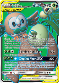 Rowlet & Alolan Exeggutor GX (Full Art)  - Holofoil SM  Unified Minds - Ultra Rare