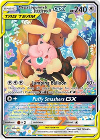 Mega Lopunny & Jigglypuff GX (Alternate Full Art)  - Holofoil SM  Cosmic Eclipse - Ultra Rare