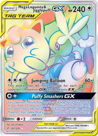 Mega Lopunny & Jigglypuff GX (Secret)  - Holofoil SM  Cosmic Eclipse - Secret Rare