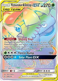 Venusaur & Snivy GX (Secret)  - Holofoil SM  Cosmic Eclipse - Secret Rare
