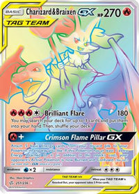 Charizard & Braixen GX (Secret)  - Holofoil SM  Cosmic Eclipse - Secret Rare