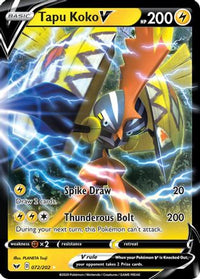 Tapu Koko V 072  - Holofoil SWSH01 Sword & Shield Base Set - Ultra Rare