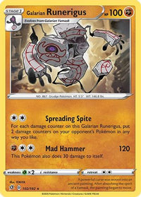 Galarian Runerigus 102  SWSH02 Rebel Clash - Rare