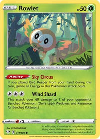 Rowlet 011  SWSH03 Darkness Ablaze - Common