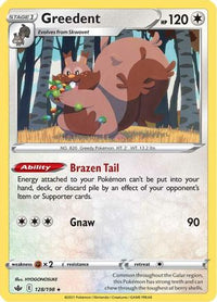 Greedent 128  - Holofoil SWSH06 Chilling Reign - Holo Rare