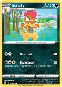 Scrafty 099  SWSH07 Evolving Skies - Uncommon