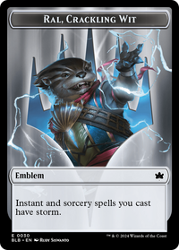 Emblem - Ral, Crackling Wit -  (BLB-030) - Bloomburrow Tokens