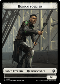 Human Soldier // Wolf (0035) Double-Sided Token -  (BLC-7 // 35) - Bloomburrow Commander Tokens