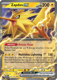 Zapdos ex 145/165  - Holofoil SV Scarlet & Violet 151 - Double Rare