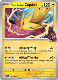 Team Rocket's Zapdos 070  - Reverse Holofoil SV10 Destined Rivals - Rare