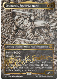 Leonardo, Sewer Samurai (Borderless) (Gold-Stamped Signature) -  Foil (TMT-301) - Teenage Mutant Ninja Turtles