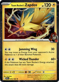 Team Rocket's Zapdos (Cosmos Holo) 070/182  - Holofoil Miscellaneous Cards & Products - Promo