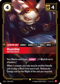 Rumble - Hotheaded (Alternate Art) (026a/221) - Spiritforged Foil