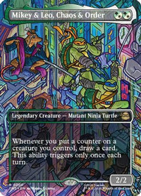 Mikey & Leo, Chaos & Order (Borderless) -  Foil (TMT-200) - Teenage Mutant Ninja Turtles