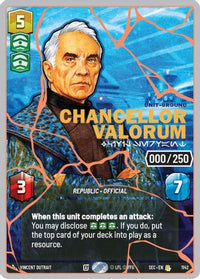 Chancellor Valorum - Civil Servant (Serialized) (Rose Gold) (1142) - Secrets of Power Foil