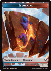 Elemental (0021) // Phyrexian Myr Double-Sided Token -  (SOC-21 // 8) - Commander: Secrets of Strixhaven