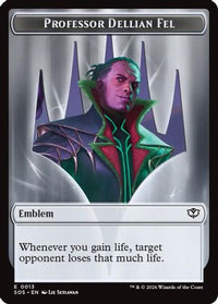 Emblem - Professor Dellian Fel  // Pest (0008) Double-Sided Token -  Foil (SOS-13 // 8) - Secrets of Strixhaven