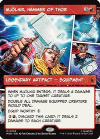 Mjolnir, Hammer of Thor (Borderless) (0303) -  Foil (MSH-303) - Marvel Super Heroes