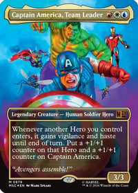 Captain America, Team Leader (Borderless) (Surge Foil) -  Foil (MSC-879) - Commander: Marvel Super Heroes