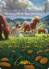 Troop of Ponies Art Card (Gold-Stamped Signature) -  (ASHOB-001) - Art Series: The Hobbit