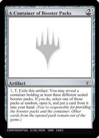 A Container of Booster Packs -  (UNK-) - Un-Known Event Playtest Cards