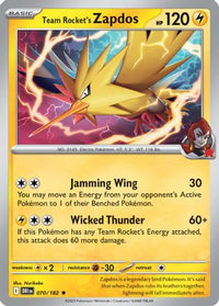 Team Rocket's Zapdos (070/182) [Deck Exclusives] - Rare