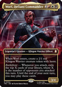 Worf, Defiant Commander (Borderless) -  Foil (TRC-004) - Commander: Star Trek