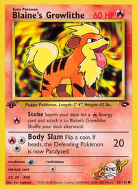 Blaine's Growlithe 062  - Unlimited Gym Challenge - Common