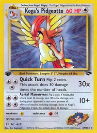 Koga's Pidgeotto 027  - Unlimited Gym Challenge - Rare