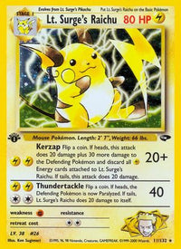 Lt. Surge's Raichu (011/132) [Gym Challenge] Unlimited Holofoil - Holo Rare