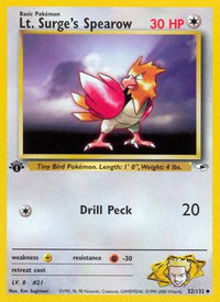 Lt. Surge's Spearow (52) (52) 052  - Unlimited Gym Heroes - Uncommon