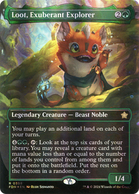 Loot, Exuberant Explorer (Borderless) (Mana Foil) [Foundations]