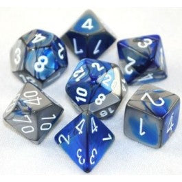 Chessex 7-Die Set Dice Cube Gemini Blue/Steel