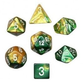 Chessex 7-Die Set Dice Cube Gemini Gold/Green