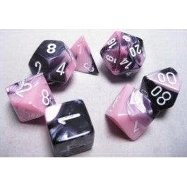 Chessex 7-Die Set Dice Cube Gemini Black-Pink/White