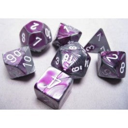 Chessex 7-Die Set Dice Cube Gemini Purple-Steel/White