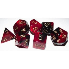 Chessex 7-Die Set Dice Cube Gemini Black-Red/Gold