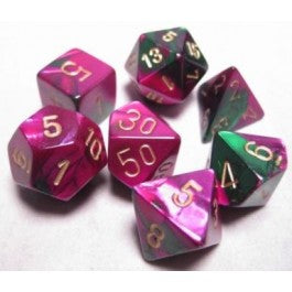 Chessex 7-Die Set Dice Cube Gemini Green-Purple/Gold