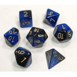 Chessex 7-Die Set Dice Cube Gemini Black-Blue/Gold