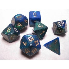 Chessex 7-Die Set Dice Cube Gemini Blue-Green/Gold