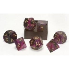 Chessex 7-Die Set Dice Cube Gemini Black-Purple/Gold